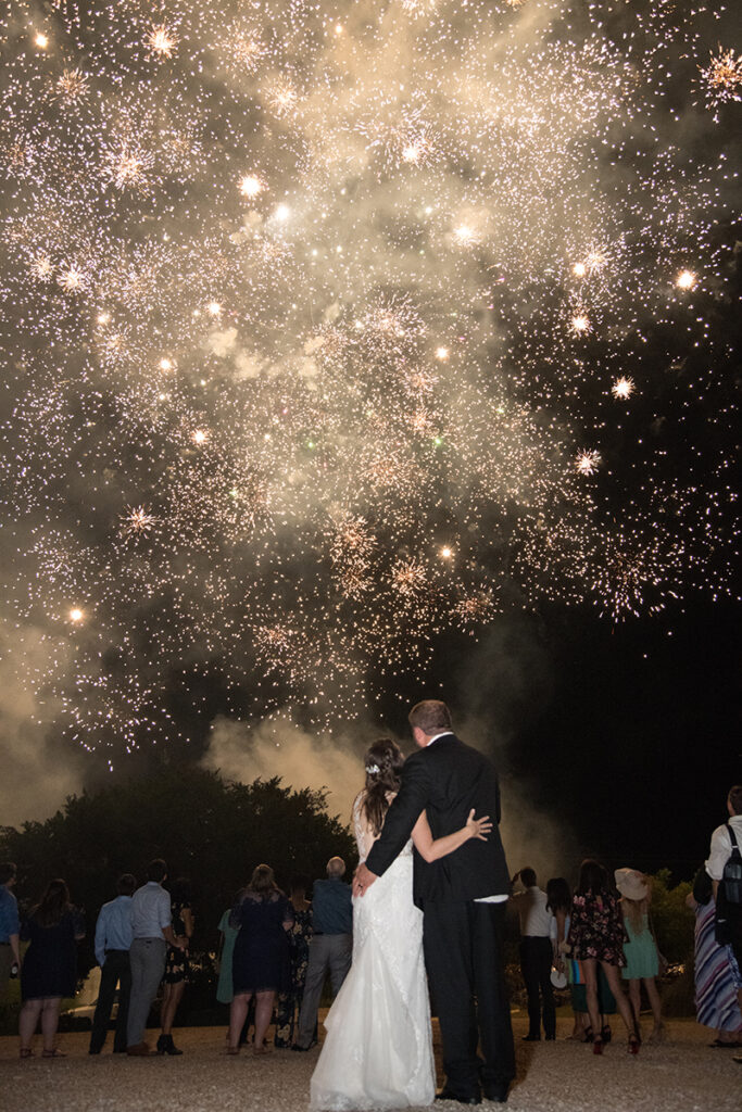 bride and groom wedding photo, Oak Valley Vineyards wedding photo, wedding fireworks, Oak Valley Vineyards venue,Texas Hill Country Photographer, Texas Hill Country wedding 